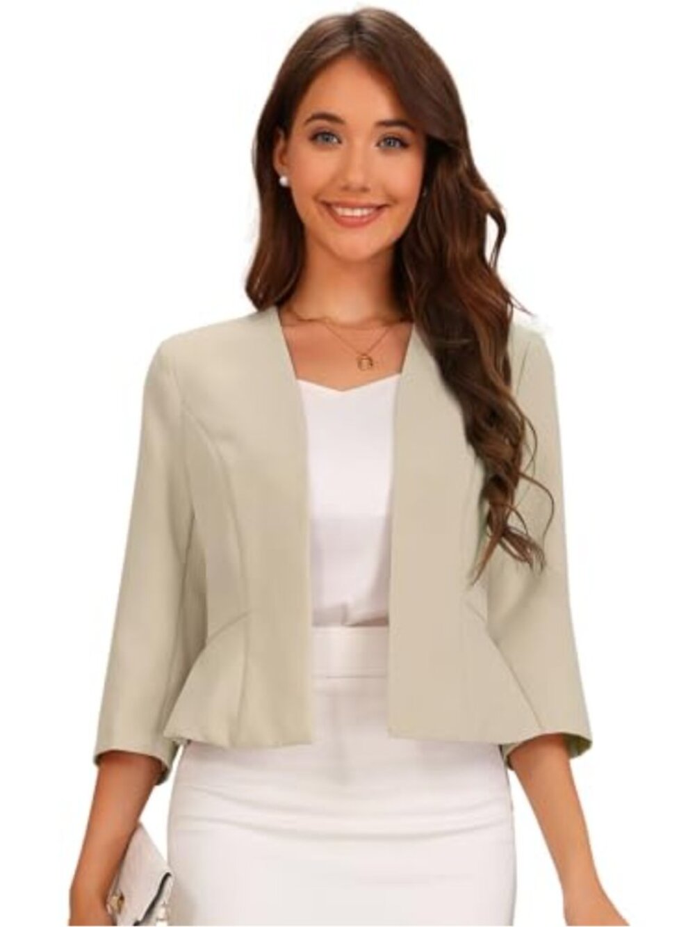 Cropped Peplum Blazer Business Casual Suit Jacket for Women